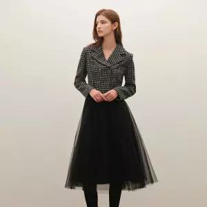 [샤틴]더블 체크 자켓 매쉬스커트 원피스S254M602