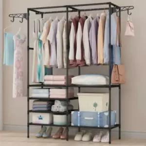 스틸 2단 조립 행거 드레스룸 조립식 맞춤형/옷걸이/스탠드/이동식/시스템/옷행거/헹거/철제/선반/튼튼한