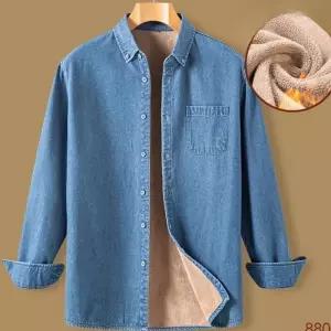 남자 기모 셔츠 긴팔 청남방 체크 따뜻한 남성