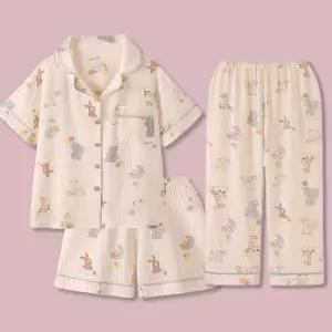 여름잠옷세트 지지미 요루면 순면 긴바지 반바지