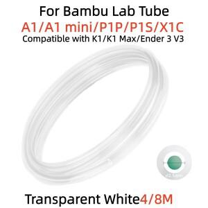 밤부랩 PTFE 튜브 P1P AMS A1 미니 소형 3D 프린터 테플론 파이프 1.75mm 4/8m 투명 화이트 LITE