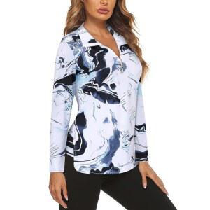 코시 여성용 긴팔 골프 테니스 폴로 셔츠 UPF50+ 하프 지퍼 드라이 핏 운동복 상의