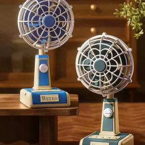 감성 레트로 미니 선풍기 캠핑용 조용한 탁상용 집들이선물 충전식 소형 휴