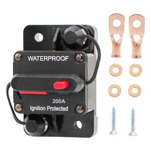 RQG 200암페어 서킷 브레이커 수동 리셋 스위치가 장착된 12V-48V DC 인라인 퓨즈 인버터 해상 보트 자동차 ATV RV 트롤링 모터 오디오 태양열 시스템 보호를 위한 IP67 방수 기능