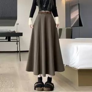 여사친 스커트 모직 추동 우산 기장에 도톰한 A라인 중기장 슬림핏 OP4