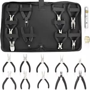 페소르시 10팩 주얼리 플라이어 세트 미니 제작에는 평면 도구 바늘 원형 굽힘 라인맨이 포함되며 수공예품