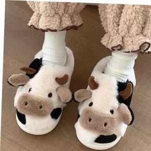 사무실슬리퍼 겨울 여성 얼룩소 인형 털슬리퍼 털실내화 털신 거실화