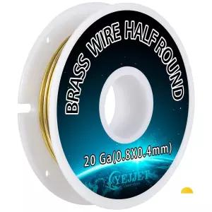 20 게이지 하프 라운드 황동 와이어 0.81x0.41mm - 1.3온스 55피트(보석 제작 모형 공예 프로젝트용)