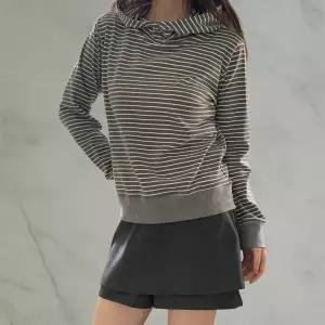 [하프클럽/옷자락]여성용 스트라이프 기모 후드티 베이직