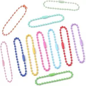 100개 볼 비즈 체인 열쇠고리 개 태그 목걸이 4.7인치 2.4mm 주얼리 제작용 스틸 체인(키 크래프트 DIY