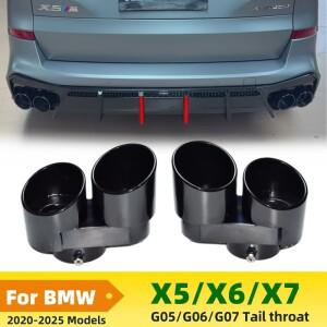 BMW 호환 X5 X6 X7 배기 테일 파이프 -2025 모델 G05 G06 G07 머플러 업그레이드 4구 노즐 카본 파이버 헤