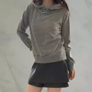 여성용 스트라이프 기모 후드티 베이직