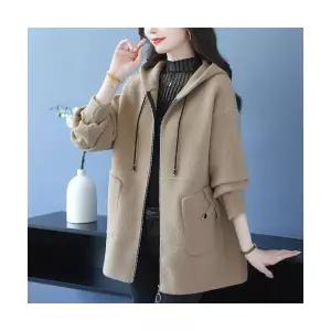 여성 추천각 후드 가디건 캐주얼 겨울 도톰 톱 빅사이즈 모직 카디건 롱 OOTD4