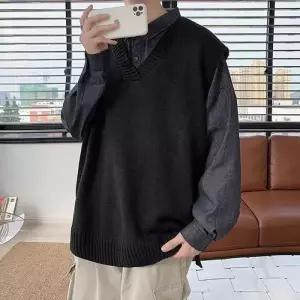 [라일리의류] Rly 조끼 레이어드조끼니트 남성 오버핏 간절기