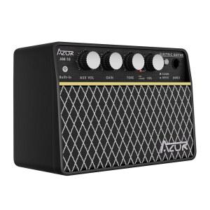 [미국배송] AZOR 기타 앰프 10W USB-C 충전식 6H 작업용 미니 전기 앰프 무선 클린/드라이브 채널 포함 3.5MM 헤드폰/AUX 잭 출력 실내 연습용 ABA-10