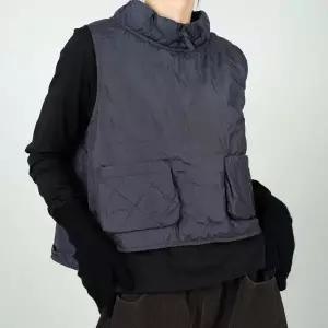 벅시루 여성 1온스 누빔 트윈 볼륨포켓 하이넥 여자 미시옷 겨울 조끼