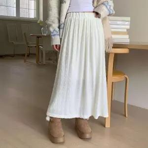 [옷자락]여자 나일론 스판 기모 플라워 레이스 맥시 스커트_P414221992