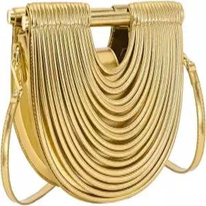 여성용 오플리드 하프문 클러치 지갑 우븐 이브닝 숄더백 탑 핸들 골드 파티 프롬 핸드백