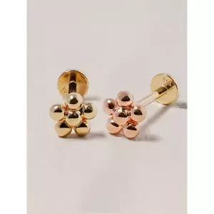 [미니멀피어싱][0.8mm]14K 인터널 러블리 통통 꽃볼 라블렛 피어싱 귀걸이