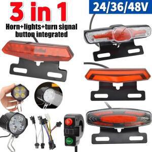 24V-48V 전기 자전거 앞 브레이크 후미등 세트 (경적 포함) 헤드라이트 or 테일라이트 에너지 절약 LED