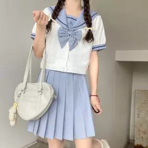 블루라인 스카이블루 반팔 마린 세라복 세트 교복