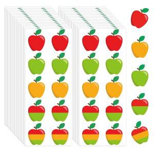 [미국배송] 공예용 사과 스티커 300개 컬러풀한 모양 스티커 복학 교사용 귀여운 과일 가을 교실 장식 파티 용품 첫날 기념품