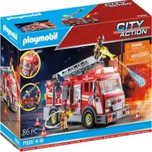 액세서리와 2개의 피규어가 장착된 플레이모빌 소방차