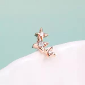 14K 금침 큐빅 별 포인트 로즈골드 피어싱 금침피어싱 골드핀피어싱