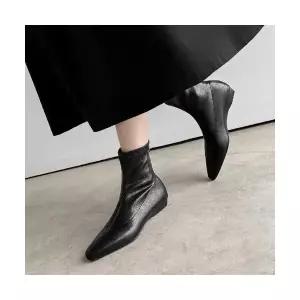여성용 웨지힐 빅사이즈 스판 슬림 부츠 코듀로이 뒤지퍼 패션 CH5