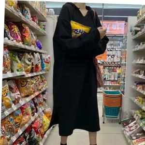 뷔스티에원피스 브이넥 후드 롱원피스 도톰 소매밴딩 밑단트임 캐주얼