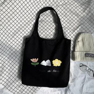 데일리 캔버스 에코백 플라워 보조가방 내부포켓 숄더백