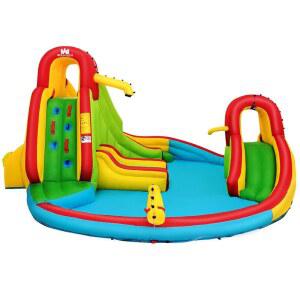 슬라이드 2개, 암벽 등반 2개, 스플래시 풀, 워터 캐논, 농구 림, 휴대용 가방, 수리 키트, 뒷마당 잔디밭 공원용 워터 슬라이드(에어 블로워 미포함)가 있는 글레이서 풍선 바운스 하우스