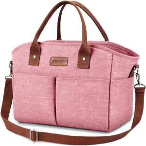 여성용 도시락 가방 어깨끈 포함 보온 토트백 성인 남성용 대형 용기 음료 홀더 피크닉 비치 파크 다크