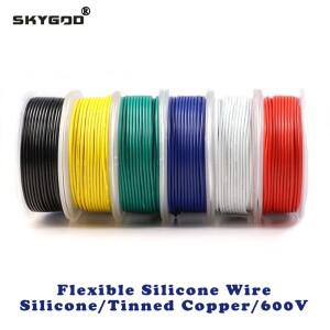 유연한 실리콘 와이어 롤  고무 절연 주석 도금 구리 내열성 케이블  600V 키트  30  28  26  24  22  20