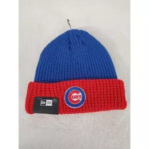 [관부가세포함] MLB 시카고 컵스 뉴에라 와플 니트 커프스 비니 남성용 성인 모자 (블루/레드) 신상품
