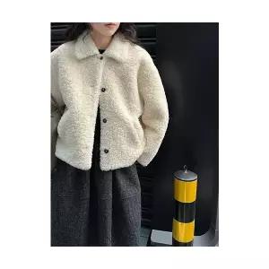 볼사스 여성 모피 코트 숄카라 퍼 램스울 겨울 보온 뽀글이 상의 ADOR4