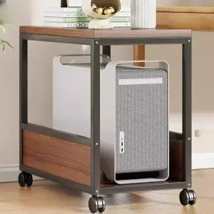 컴퓨터 본체 받침대 보관랙바퀴 거치대 선반 원목 수납 스틸 캐리어