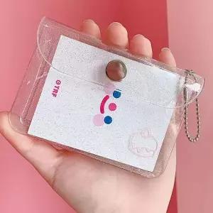 고품질 반투명 PVC 카드홀더 지갑 명함 소지품 키링 고리 (WFK9FG0)