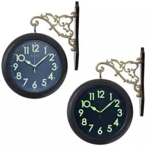 GB3332 야광 무소음 메탈 양면 벽시계 블랙 제조한국 W99978D