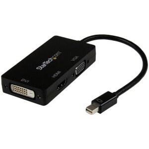 [미국배송] STARTECH.COM 3 IN 1 MINI DISPLAYPORT 어댑터 - 1080P 모니터용 DP / THUNDERBOLT TO HDMI VGA DVI 스플리터 (MDP2VGDVHD)