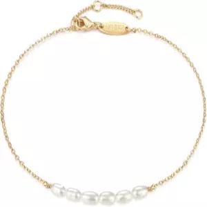 MEVECCO 여성 골드 발찌 보호 섬세한 핸드메이드 18K 금 도금 다인티 비치 진주 발 체인 발목 팔찌