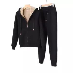 가을 여성 츄리닝 두꺼운 단색 후드티기모바지 겨울 블랙 M