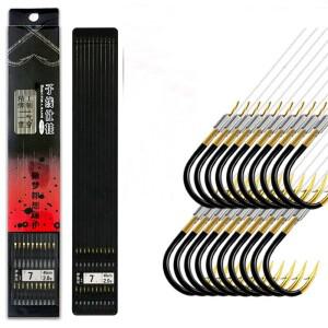 강스틸 워터고기 후크 고 탄소 잉어 일본식 바닷워터 낚시 Ansuo 라인 바인딩 45CM 10 쌍/가방 1