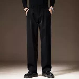남자 기본 바지 면 린넨 드리밍 캐주얼 팬츠 추동 와이드 정장 블랙 M스포4