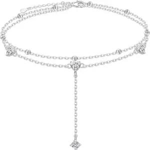 925 스털링 실버 발목 팔찌 여성 하트 레이어 발찌 앙증맞은 비즈 체인 조절가능 9+1인치 여름 귀여운 비치