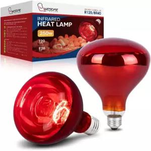 Wesome 조명 250와트 병아리용 열 램프 전구 닭용 R40 브로더 히터용 적외선 반려동물 욕실 음식용 250W