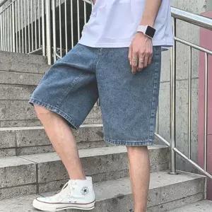 [하프클럽/]반바지 데님반바지 청반바지 슬림 휴가 7부 데미지