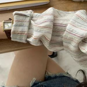 거즈 체크남방 자켓형 면블라우스 오버핏 스트라이프 여성 셔츠 린넨