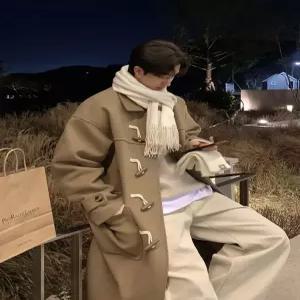 남자 더플코트 떡볶이 남성 오버핏 롱코트 핸드메이드 울 니트