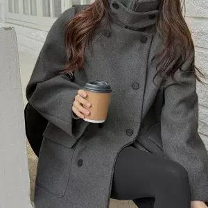 [빅사이즈]이블렛 케뮤즈 울 카라 더블 코트 제이스타일